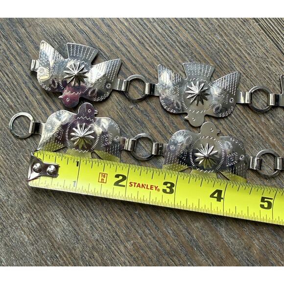 VTG Thunderbird Concho Belt Silver Tone Southwestern Boho Native Adjustable Belt main image 5